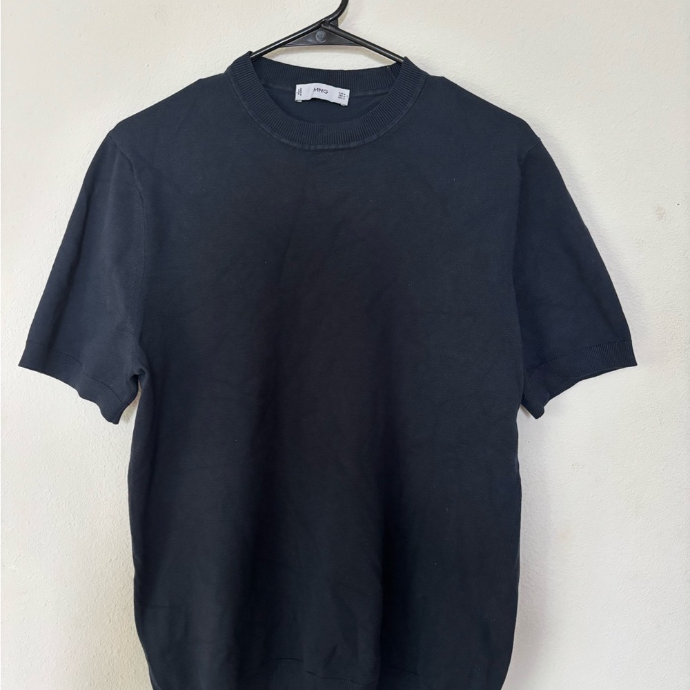 Mango Navy Short Sleeve Tee Classic Crew Neck